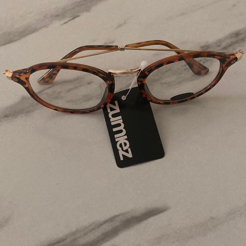 ME Makeover Essentials Tortoise Oval Glasses with Gold Bridge - Picture 2 of 16